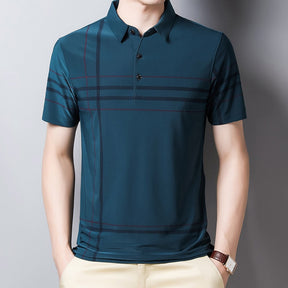 Camisa Polo com Listras Casual