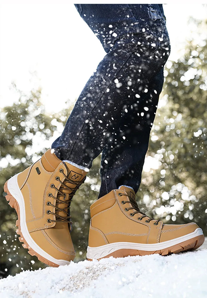 Bota Casual de Couro Inverno Snow Boots