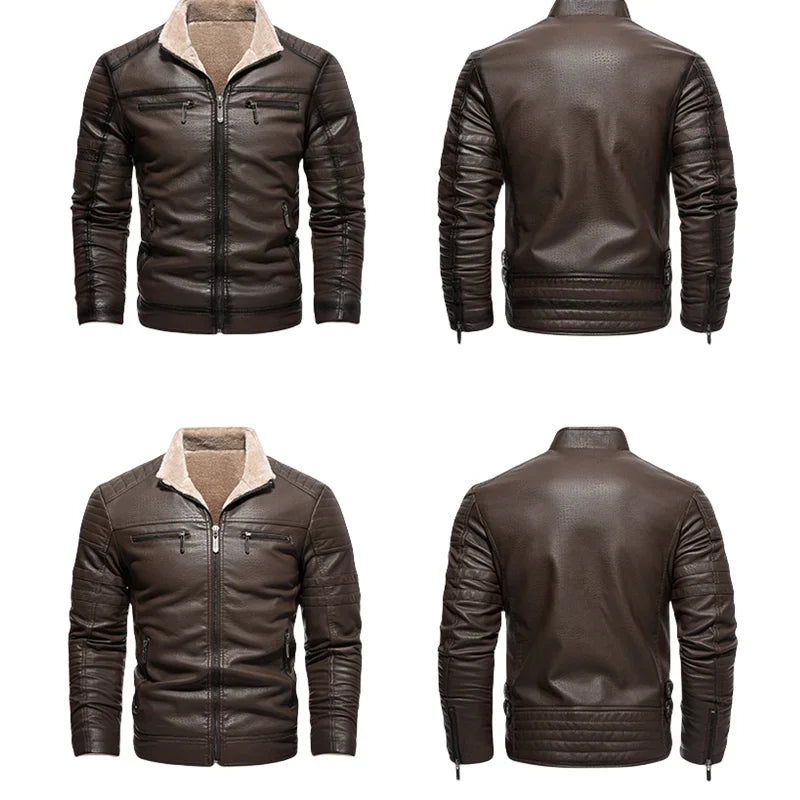 Jaqueta de Couro Masculina Motorcycle 2024