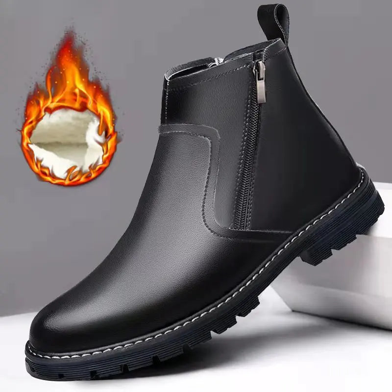 Bota de Couro Casual Inverno Chelsea