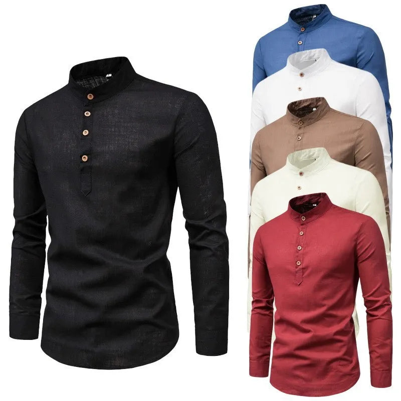 Camisa Manga Longa Gola Botão Casual Slim