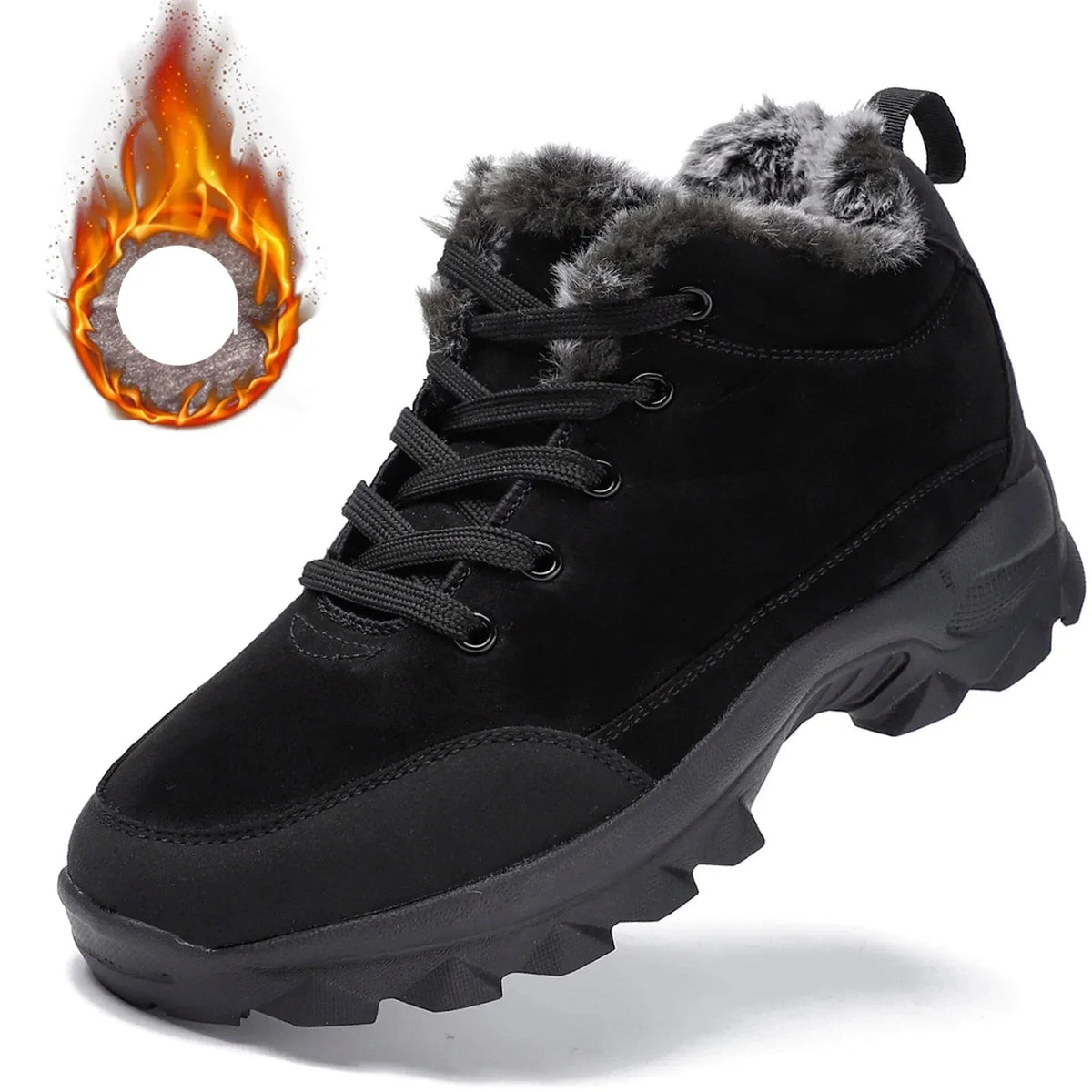 Bota de Couro Inverno Forrada Lã Windbreaker