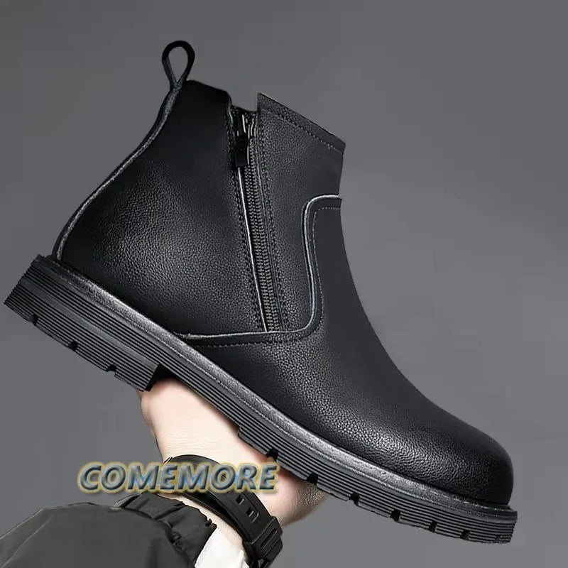 Bota de Couro Casual Inverno Chelsea