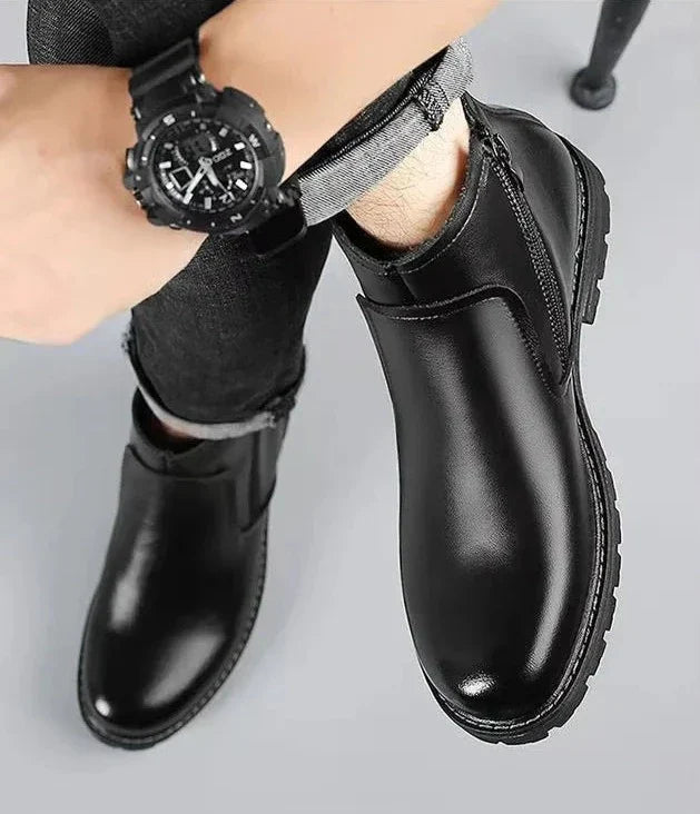 Bota de Couro Casual Inverno Chelsea