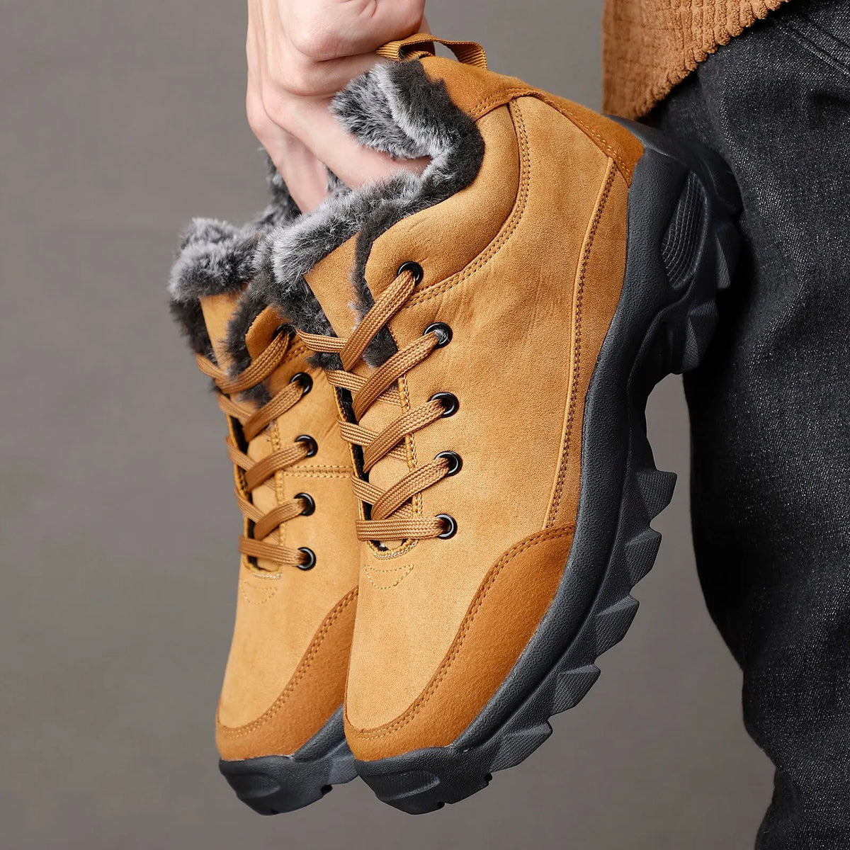 Bota de Couro Inverno Forrada Lã Windbreaker