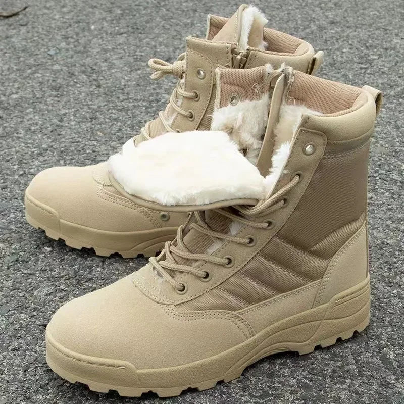 Bota Tática de Couro Forrada Inverno Militar Smooth