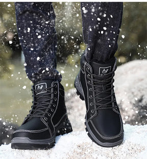 Bota Casual de Couro Inverno Snow Boots