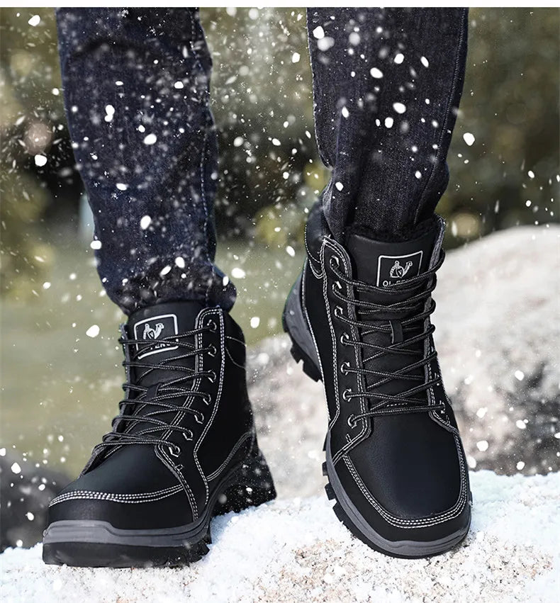 Bota Casual de Couro Inverno Snow Boots