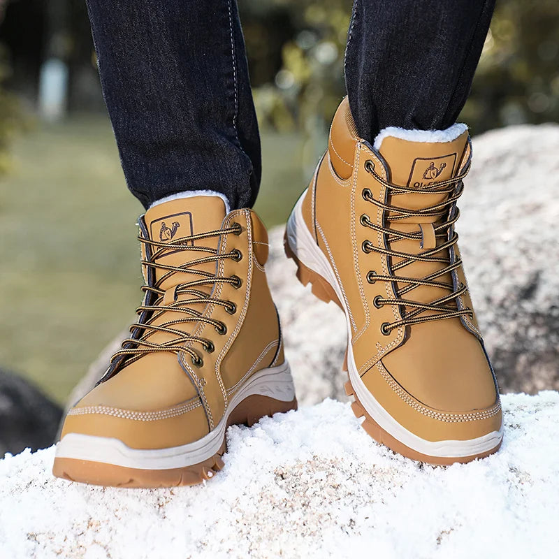 Bota Casual de Couro Inverno Snow Boots