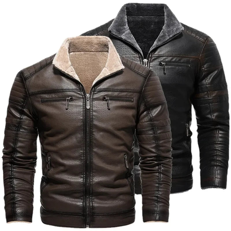 Jaqueta de Couro Masculina Motorcycle 2024