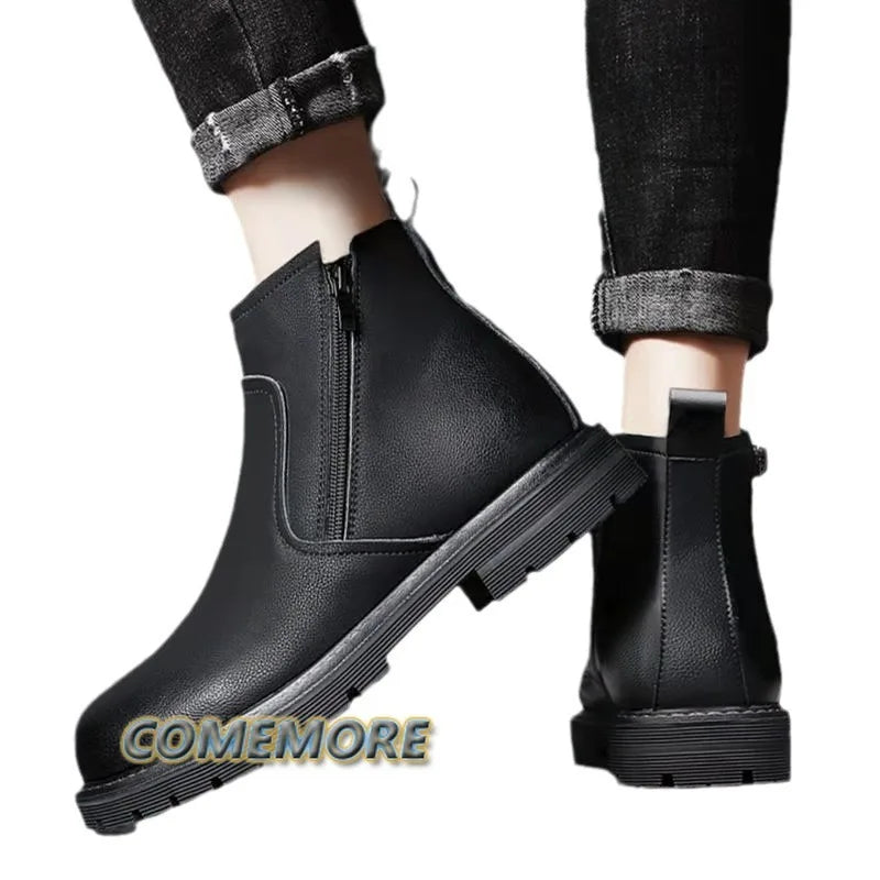 Bota de Couro Casual Inverno Chelsea