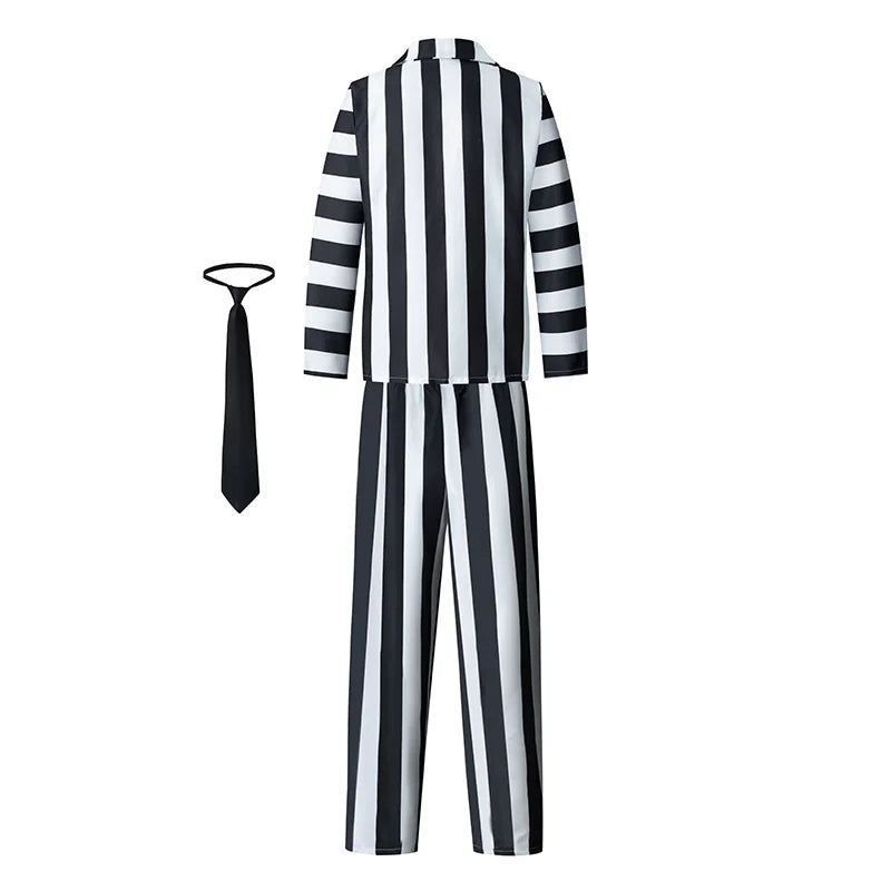 Cosplay Beetlejuice Conjunto com Gravata