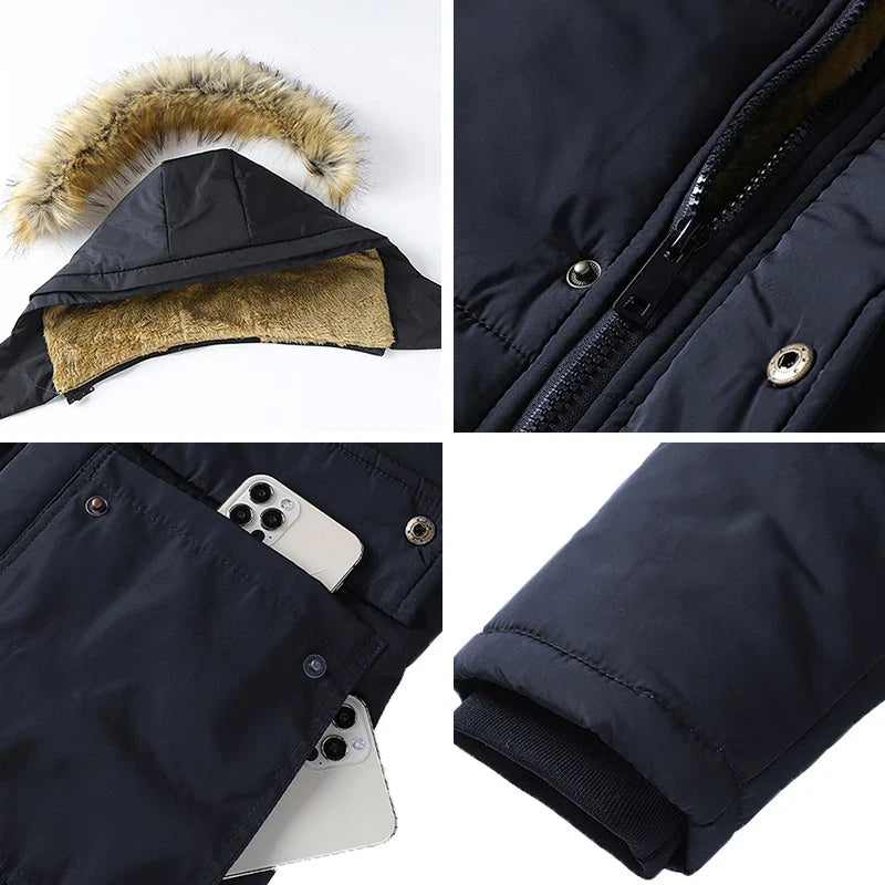 Jaqueta Parka Masculina com Capuz Forrado com Lã Volpen