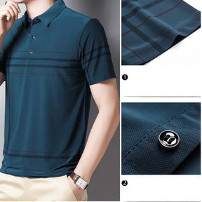 Camisa Polo com Listras Casual