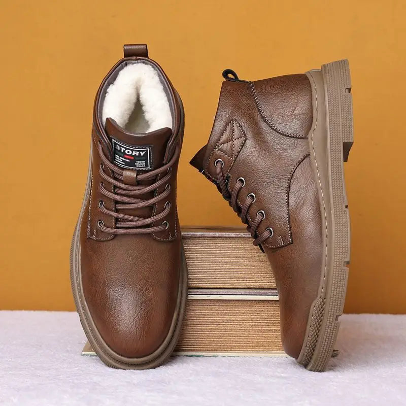 Bota de Couro Forrada Inverno Vintage American