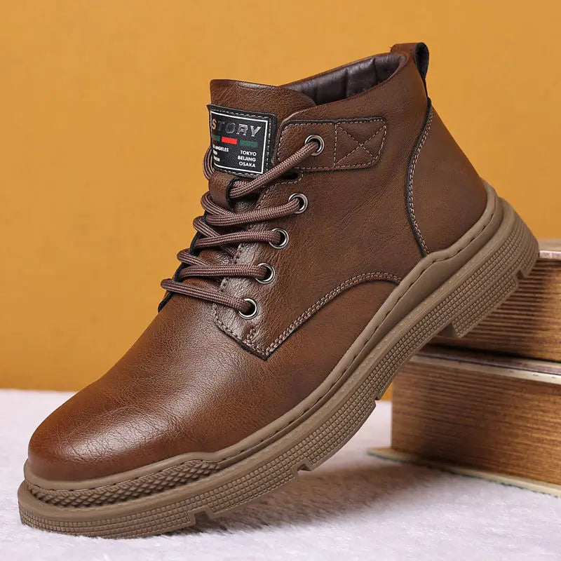 Bota de Couro Forrada Inverno Vintage American