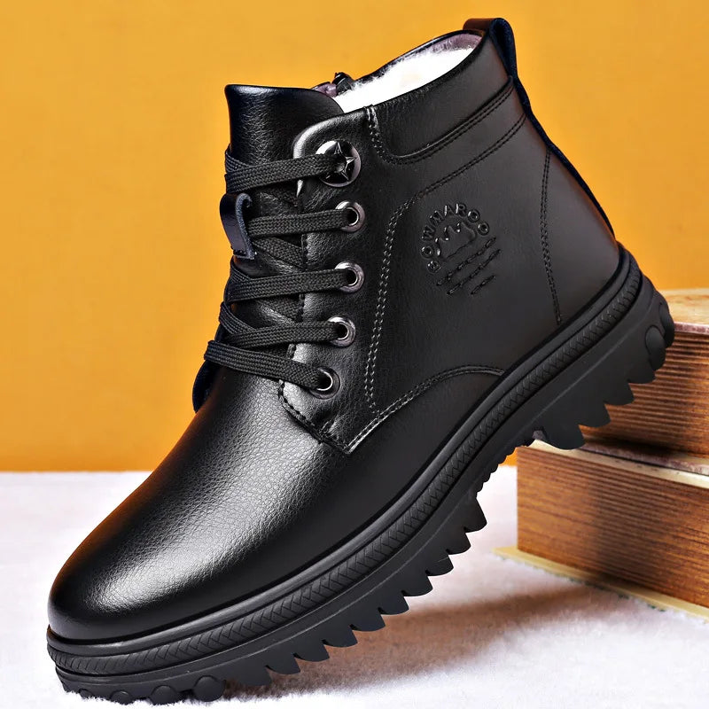 Bota Casual de Couro Inverno Passo Firme